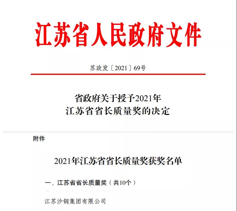 江蘇省省長質(zhì)量獎(jiǎng)